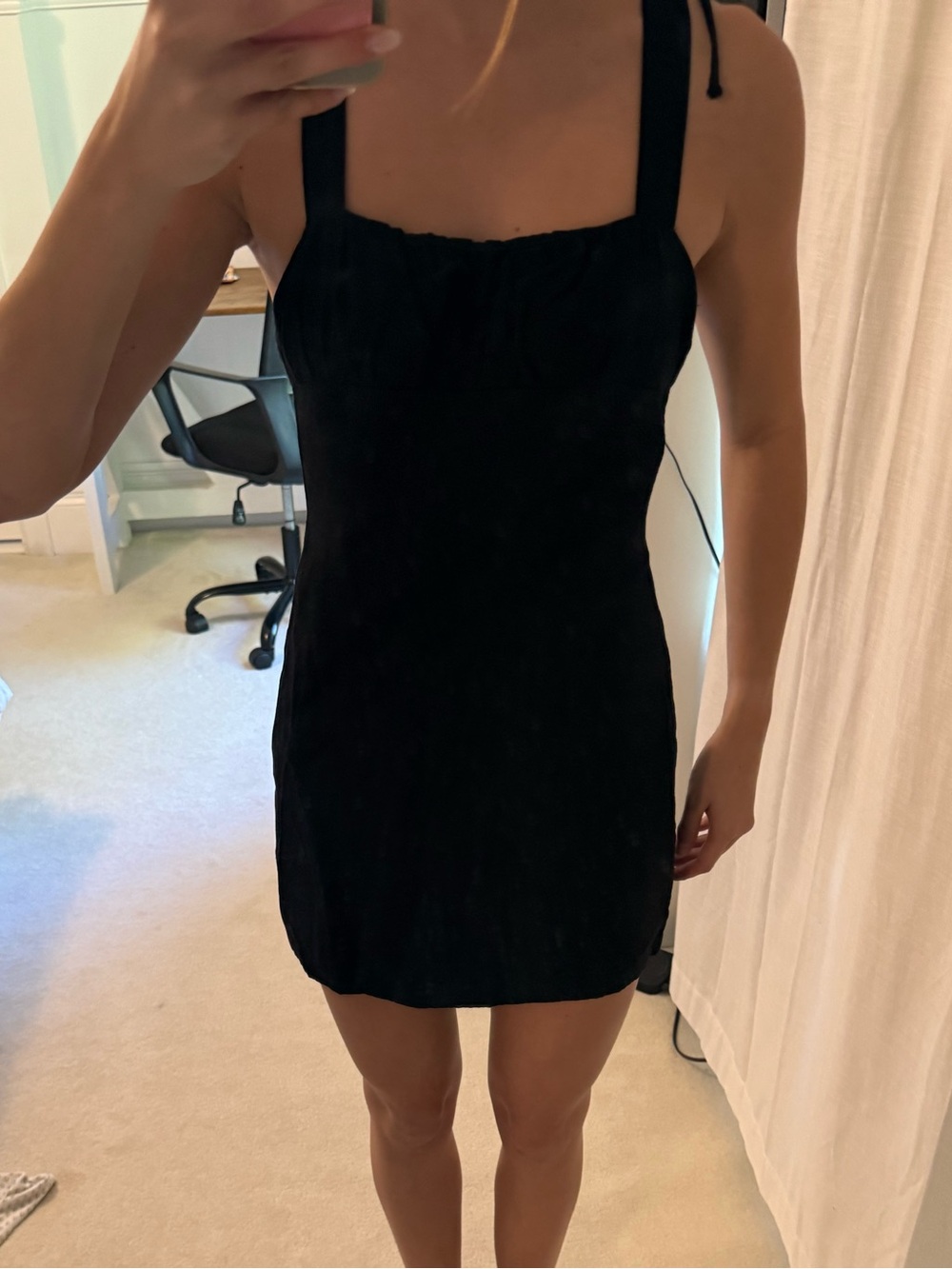 Zara Black Square-Neck Mini Dress